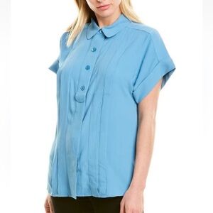 Equipment Dariell Silk Blouse Top in Niagara Blue Sz S